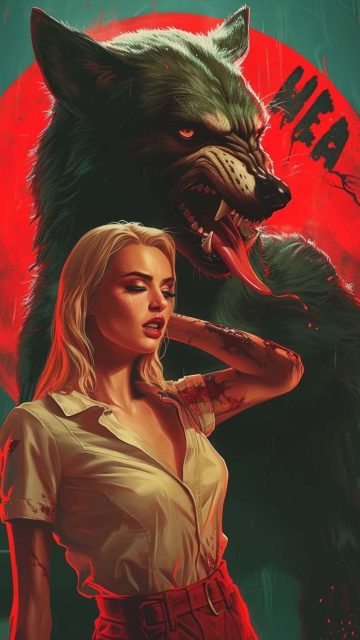 Girl with Wolf Guardian iPhone Wallpaper