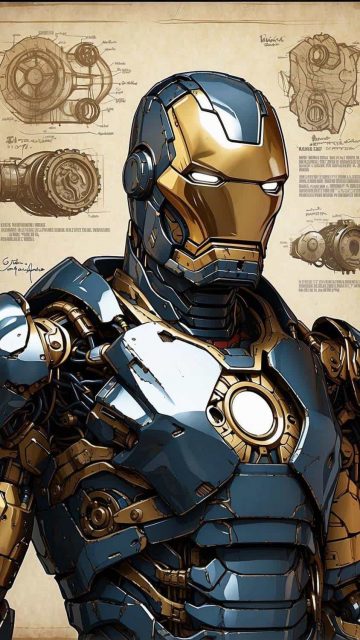Iron Man Blue Print iPhone Wallpaper
