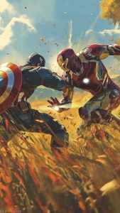 Iron Man and Captain America Fight iPhone Wallpaper HD