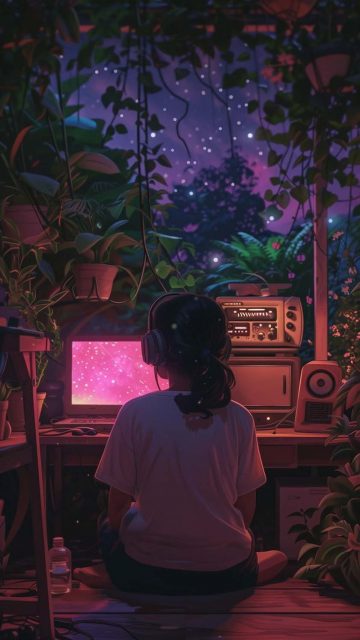 Listening Music in Nature iPhone Wallpaper