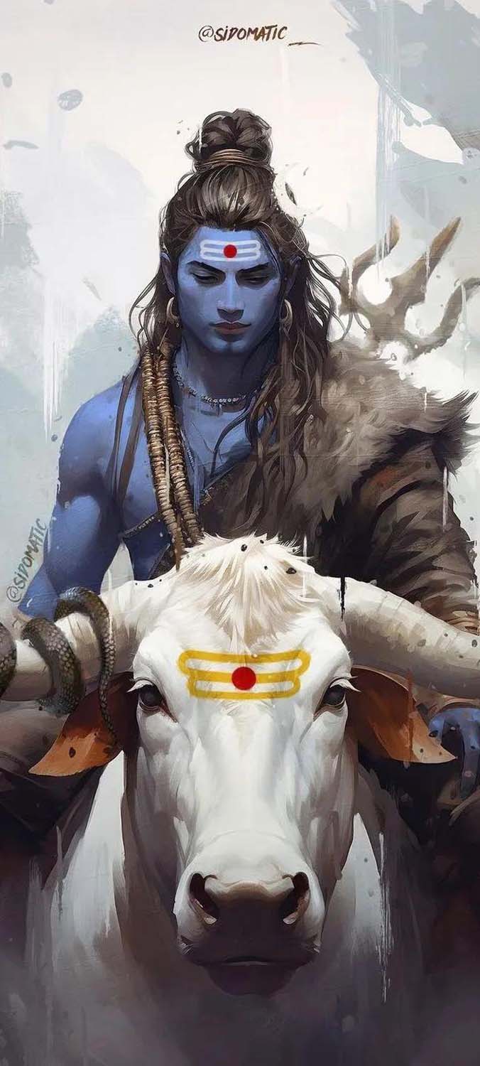 Lord Shiva with Nandi iPhone Wallpaper