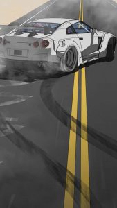 Nissan gtr tire smoking elegance iPhone Wallpaper