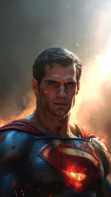 Superman resolute after battle iPhone Wallpaper