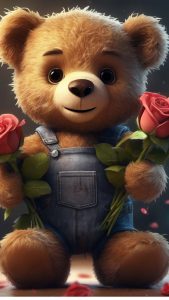 Teddy with Rose iPhone Wallpaper