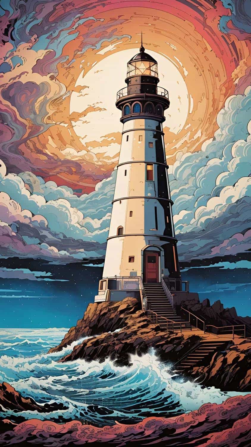 The Lighthouse Art iPhone Wallpaper