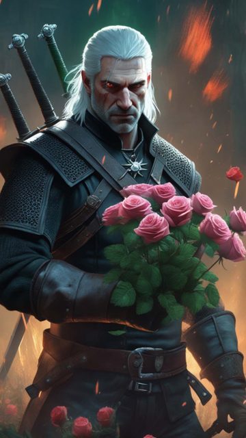 The Witcher Wishes you Happy Valentines Day iPhone Wallpaper