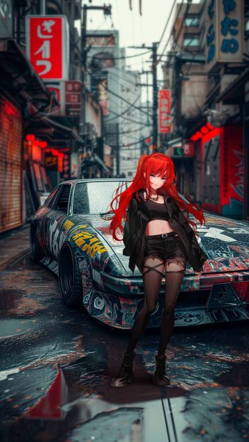 Tokyo Streets Anime Girl iPhone Wallpaper