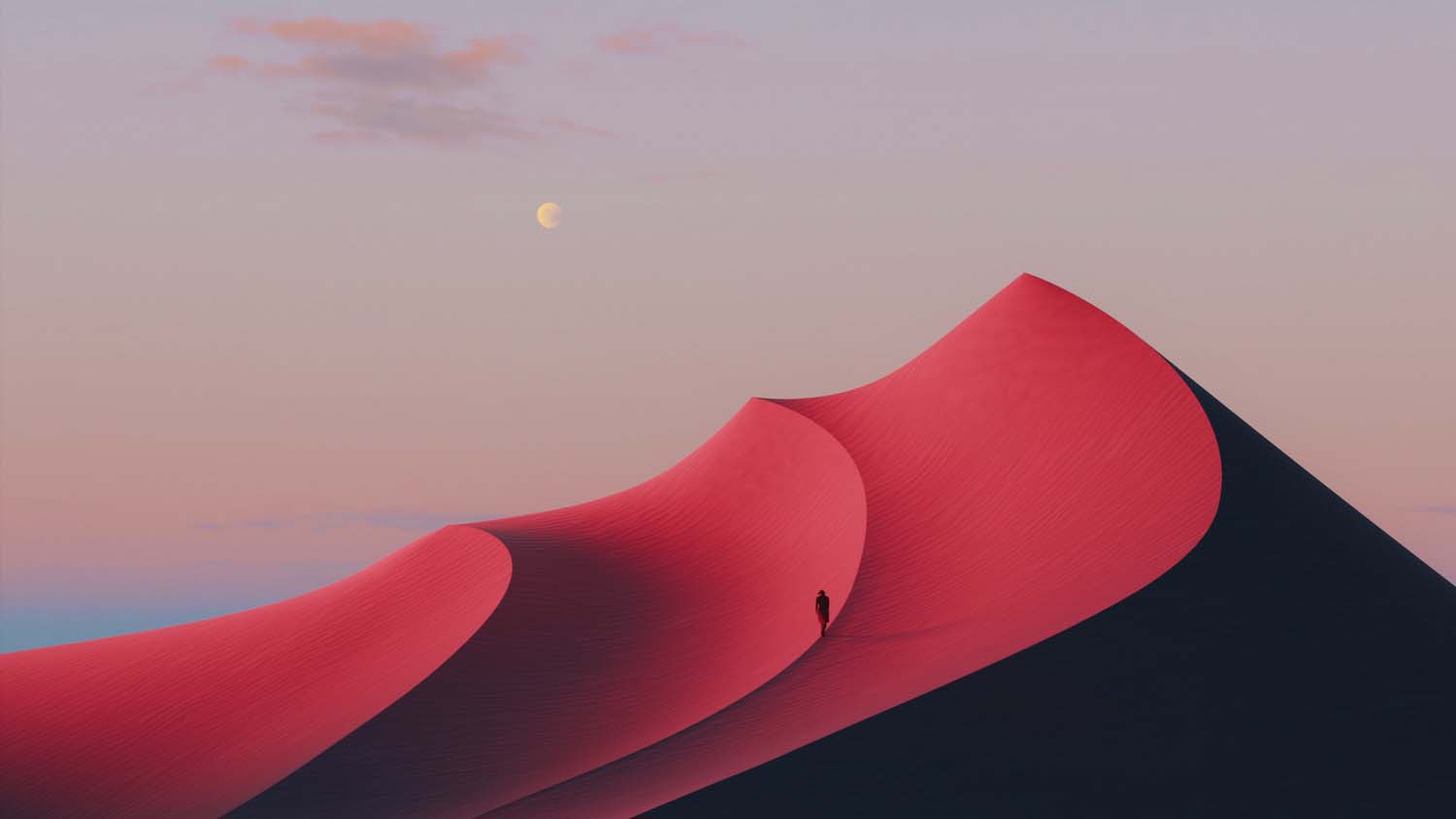digital art artwork illustration nature landscape desert men alone Moon sky sand macbook wallpaper