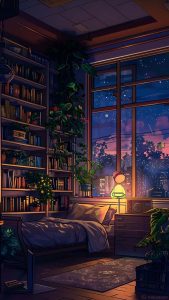Bedroom Library iPhone Wallpaper HD
