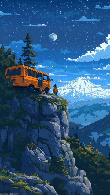 Camping on Mountain Peak iPhone Wallpaper HD