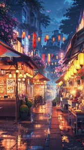 Glowing Streets Night iPhone Wallpaper HD