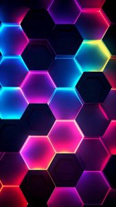 Hexagon Neon Glow iPhone Wallpaper HD