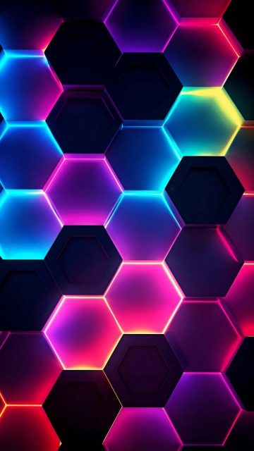 Hexagon Neon Glow iPhone Wallpaper HD
