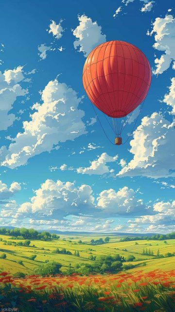 Hot Air Balloon Vibrant Sky iPhone Wallpaper HD
