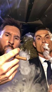 Messi Ronaldo Smoke Together iPhone Wallpaper HD