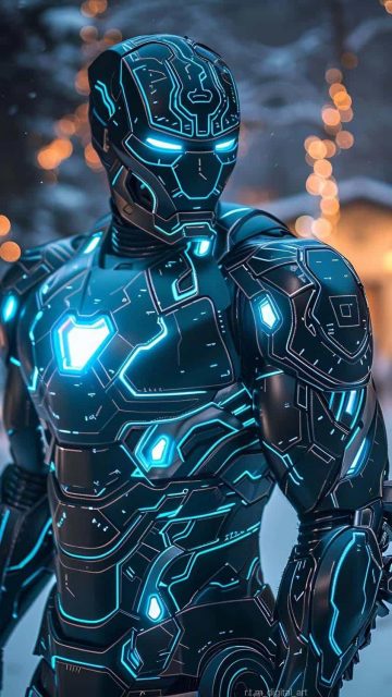 Neon Blue Iron Man iPhone Wallpaper HD
