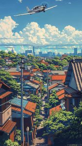 Plane Flying in Sky iPhone Wallpaper HD