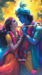 Radhe Krishna Plays Holi iPhone Wallpaper HD