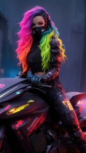 Sci Fi Biker Girl iPhone Wallpaper HD
