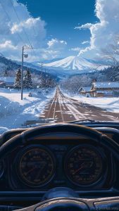 Snow Road Journey iPhone Wallpaper HD