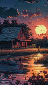 Sunset House iPhone Wallpaper HD