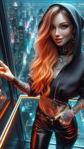 Tattoo Girl in Elevator iPhone Wallpaper HD