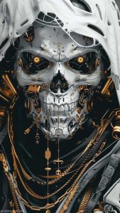 Terminator Skull Cyberpunk iPhone Wallpaper HD