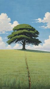 Tree in Green Fields iPhone Wallpaper HD