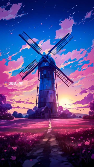 Windmill Art iPhone Wallpaper HD