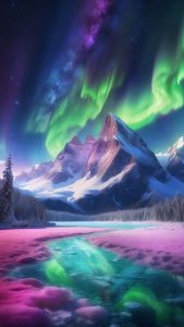 Aurora Lights Mountains iPhone Wallpaper HD
