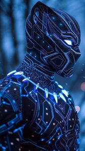 Black Panther Neon Suit By r.t.m digital art iPhone Wallpaper HD