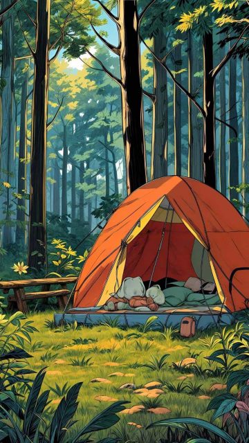 Camping Tent By 8bit.renders iPhone Wallpaper HD