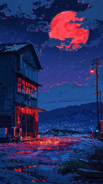 Crimson Night by midmindarts iPhone Wallpaper HD