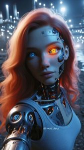 Cyborg Girl By imos artx iPhone Wallpaper HD