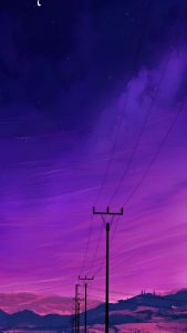 Electric Poles Night Sky iPhone Wallpaper HD