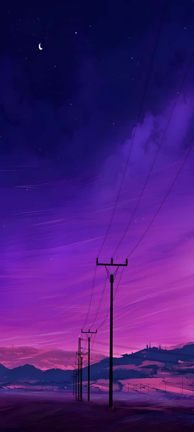 Electric Poles Night Sky iPhone Wallpaper HD