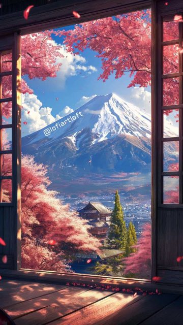 Fuji Mountains By lofiartloft iPhone Wallpaper HD