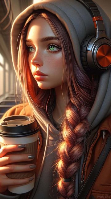 Girl Having Coffee iPhone Wallpaper HD