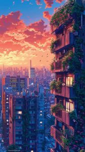 Green Apartments City Horizon Views iPhone Wallpaper HD