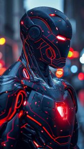 Iron Man Black Armor By eroz.ai iPhone Wallpaper HD
