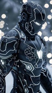 Iron Man Black Neon Armor By r.t.m digital art iPhone Wallpaper HD