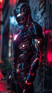 Iron Man Glowing Armor By eroz.ai iPhone Wallpaper HD
