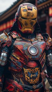 Iron Man Samurai By eroz.ai iPhone Wallpaper HD