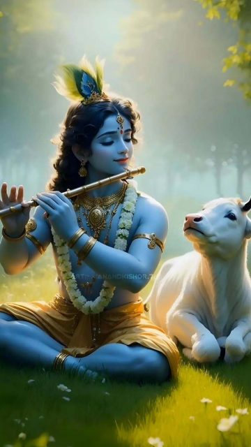 Krishna with Nandi By anandkishor.74 iPhone Wallpaper HD