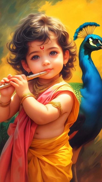 Krishna with Peacock By truesparsh iPhone Wallpaper HD