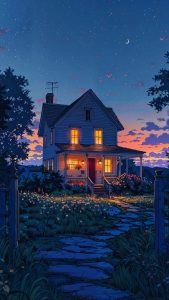 Lofi Vibes Evening House By midmindarts iPhone Wallpaper HD