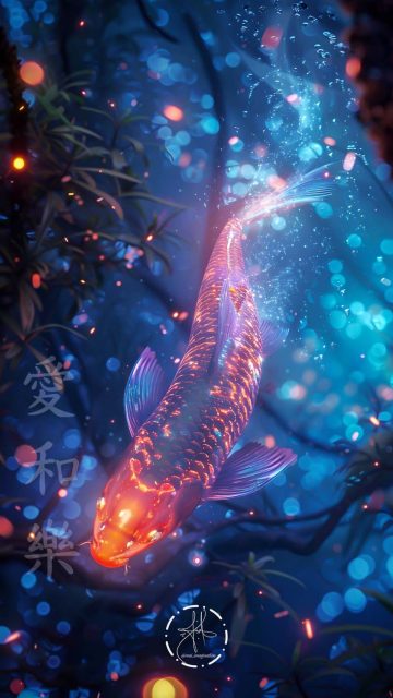 Magical Koi Fish By mai imagination iPhone Wallpaper HD