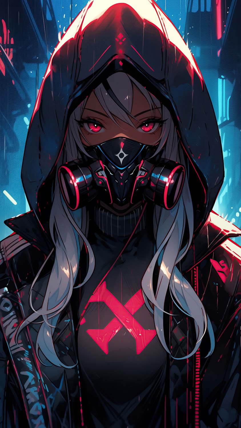 Masked Girl Anime Cyberpunk iPhone Wallpaper HD