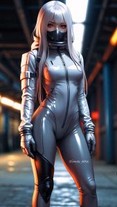 Masked Girl Cyberpunk By imos artx iPhone Wallpaper HD