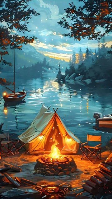 Nature Camping By mystics meta iPhone Wallpaper HD